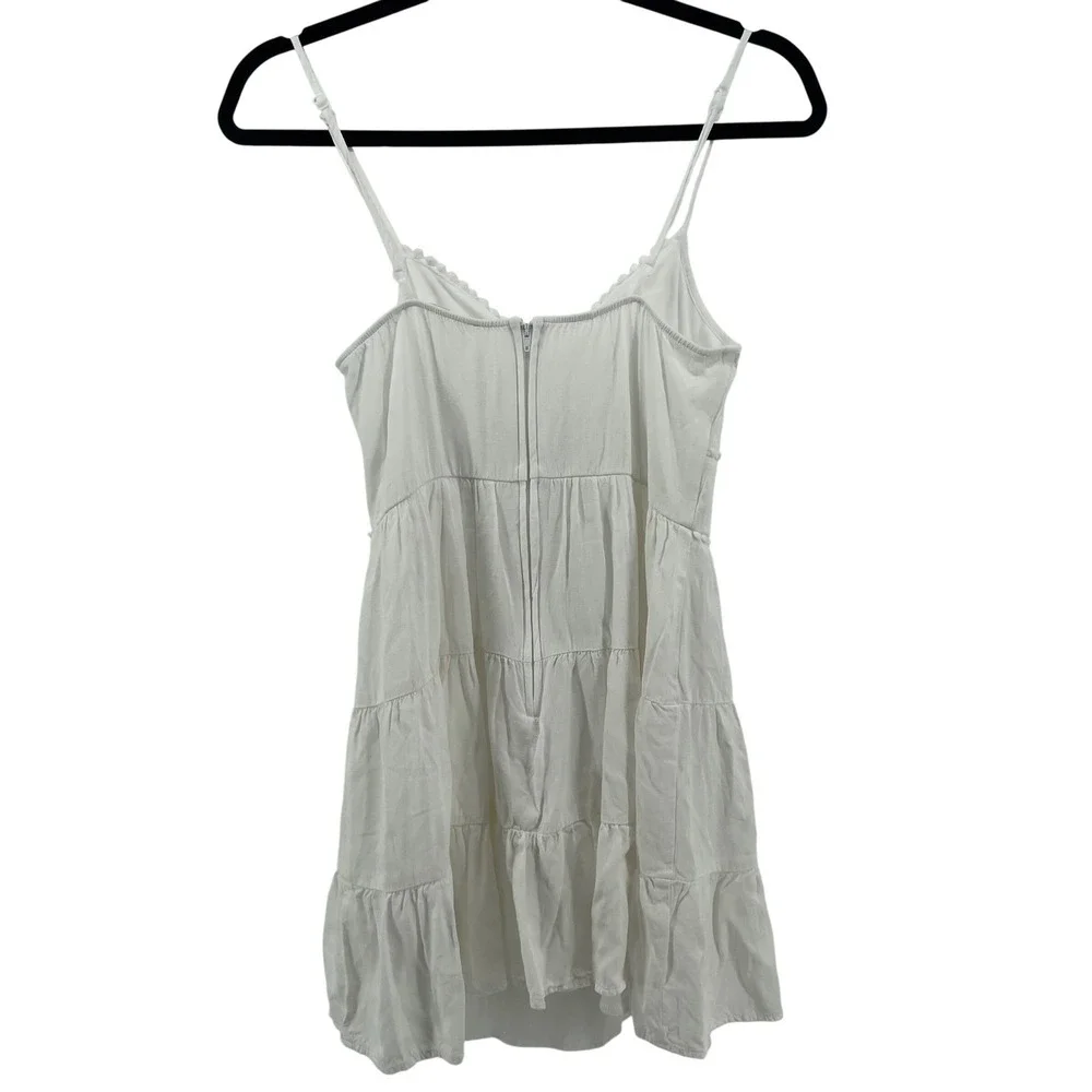 Cottagecore Mini Dress Women Small White Beachy Coastal‎ Sundress Graduation